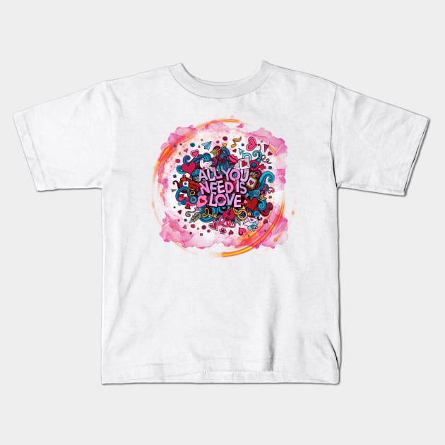 The illustration design for Valentine's Day celebration  - For romantic love, friendship, and admiration. Kids T-Shirt by Color-Lab